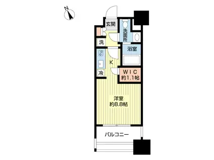 パークアクシス福岡県庁前(ワンルーム/8階)の間取り写真