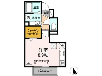 メルベーユ・S(ワンルーム/1階)の間取り写真