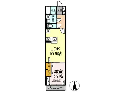 バンフ・プレイス(1LDK/2階)の間取り写真