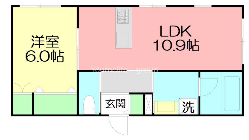 国分南3丁目メゾン(1LDK/1階)の間取り写真