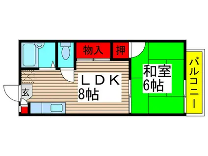 シティーフラッツ(1LDK/2階)の間取り写真