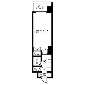 プログレッソ岩塚(1K/3階)の間取り写真
