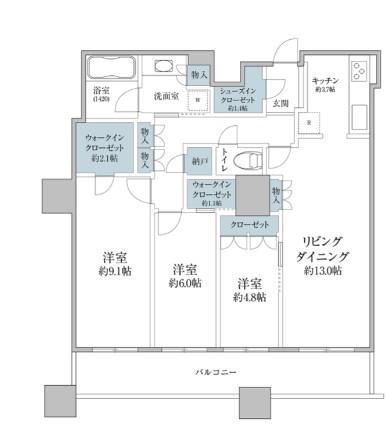ザ・パークハウス西新宿タワー60(3LDK/49階)の間取り写真