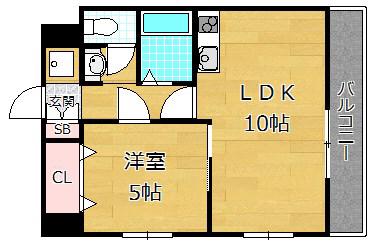 Mプラザ香里一番館(1LDK/4階)の間取り写真