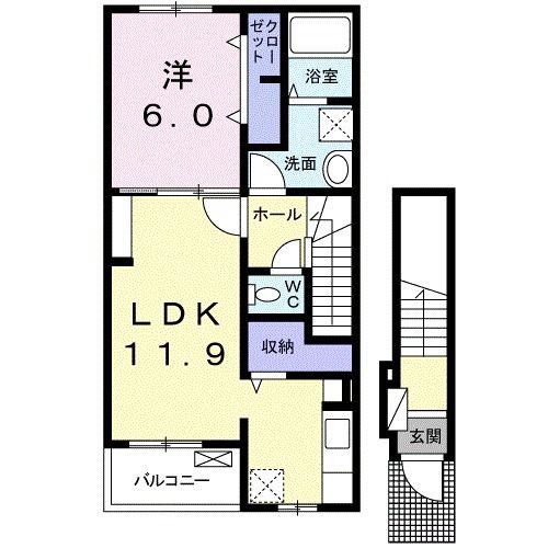 BEST HOUSE III C(1LDK/2階)の間取り写真
