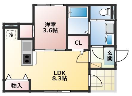 WILLS II(1LDK/1階)の間取り写真