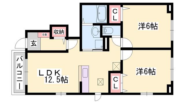 アンジュT(2LDK/1階)の間取り写真