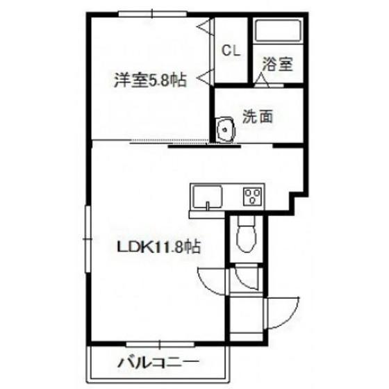 アビターレ中島(1LDK/1階)の間取り写真