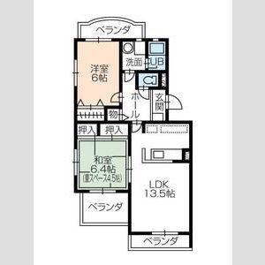 グランディーナ 壱番館(2LDK/2階)の間取り写真