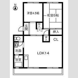 ハイツ長野C棟(2LDK/1階)の間取り写真