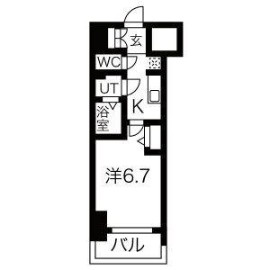 メイクス鶴舞II(1K/10階)の間取り写真