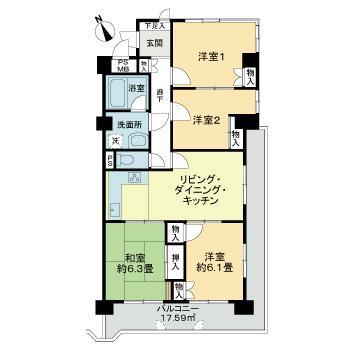 ライオンズマンション西霞町(4LDK/5階)の間取り写真