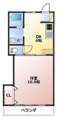 エスポワール(1DK/2階)の間取り写真