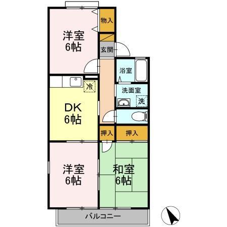 ベルハイムII(3DK/1階)の間取り写真