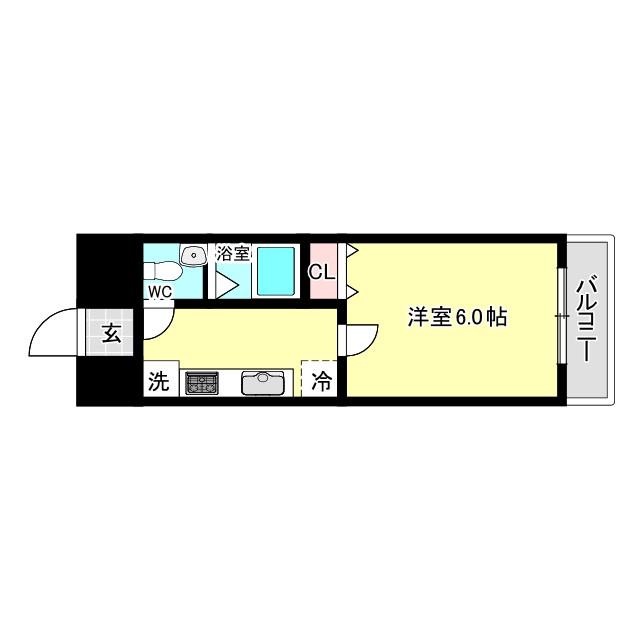 プラムコート(1K/6階)の間取り写真