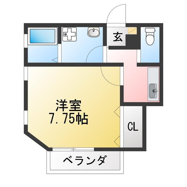 レジデンスM.M(1K/2階)の間取り写真