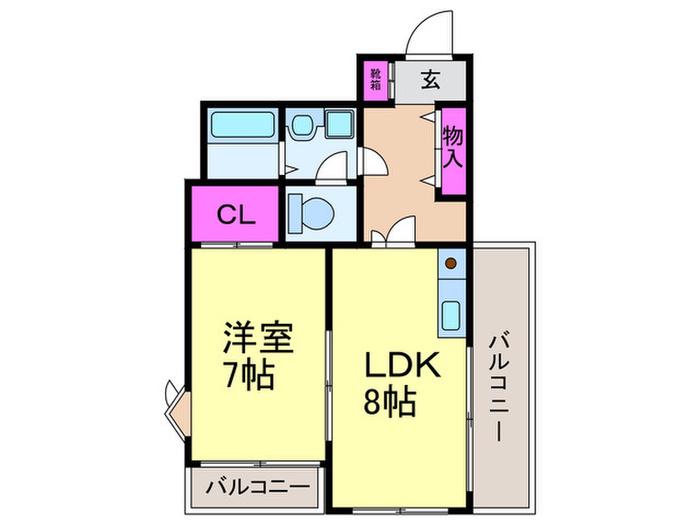ハイム流町(1LDK/3階)の間取り写真