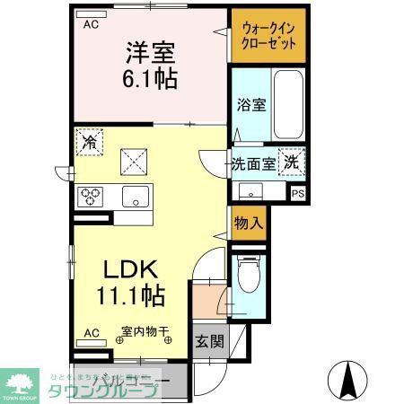LIBERTE国立(1LDK/1階)の間取り写真