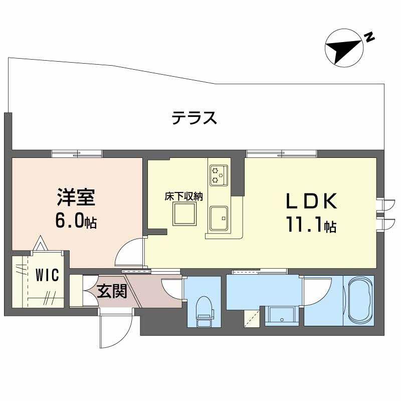 カーサ ピノ 5(1LDK/1階)の間取り写真