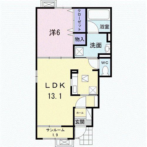 タカオカ・シュロス(1LDK/1階)の間取り写真