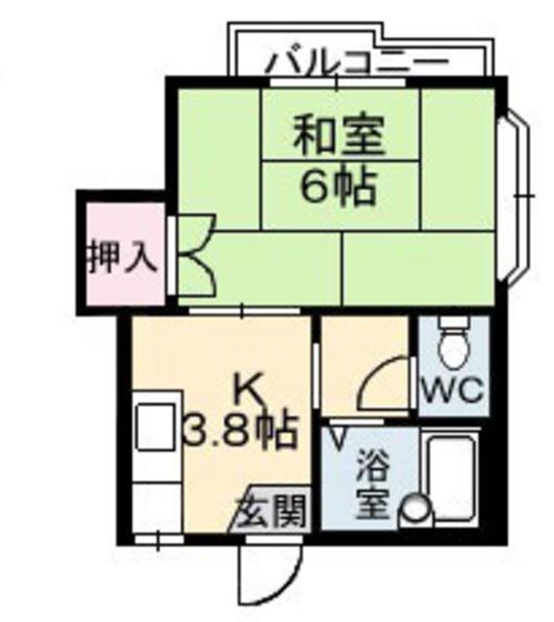 二幸コーポ(1K/2階)の間取り写真