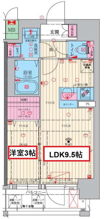 ファーストフィオーレ三国II(1LDK/5階)の間取り写真