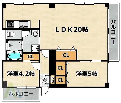 小川マンション(2LDK/3階)の間取り写真