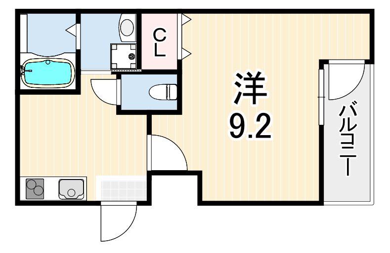 フジパレス西宮鳴尾3番館(1K/2階)の間取り写真