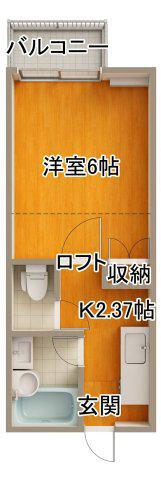 ロフティ石巻I(1K/2階)の間取り写真