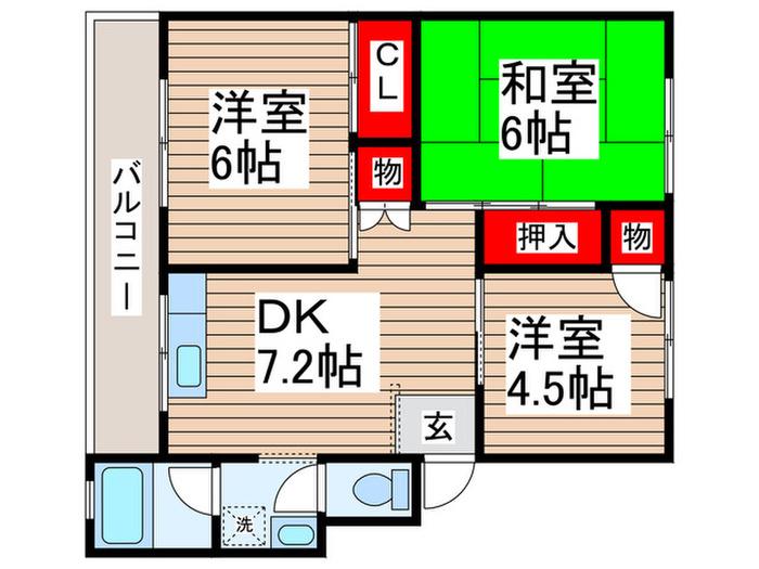 加藤コーポラス(3DK/3階)の間取り写真