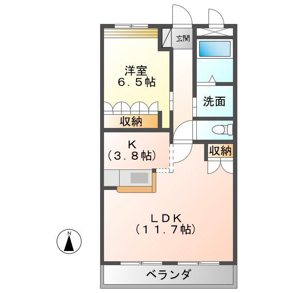アップルハウス(1LDK/2階)の間取り写真