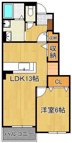 プレアデスII(1LDK/1階)の間取り写真