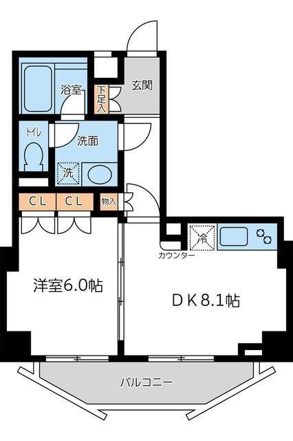 シティスパイア若松町(1DK/3階)の間取り写真