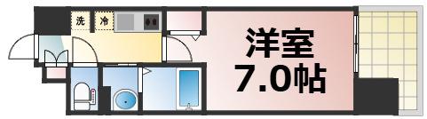 LUXE大阪城南(1K/12階)の間取り写真