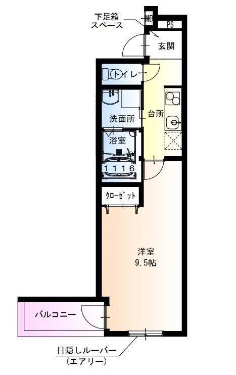 フジパレス阪急武庫之荘駅西2番館(1K/2階)の間取り写真