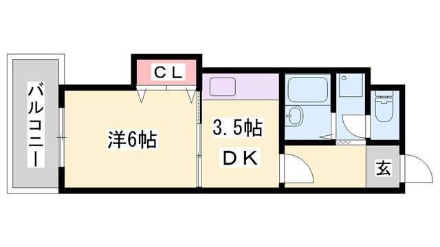 ハイツA&M(1DK/4階)の間取り写真
