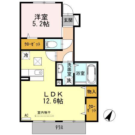 パルティール(1LDK/1階)の間取り写真