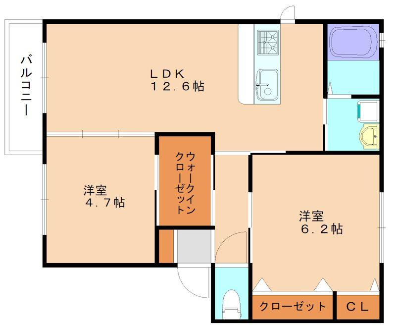 LIBRA-C(2LDK/2階)の間取り写真