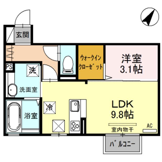 マリオンIV(1LDK/2階)の間取り写真