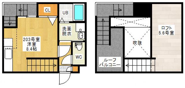 MAISONETIC SSR(ワンルーム/2階)の間取り写真
