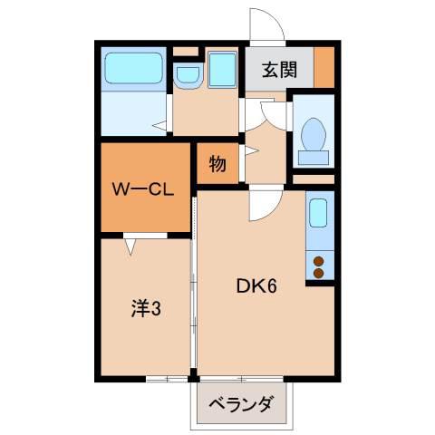 モナリエAN(1DK/2階)の間取り写真