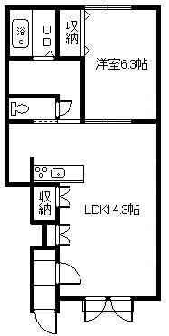プラウド ファースト(1LDK/1階)の間取り写真