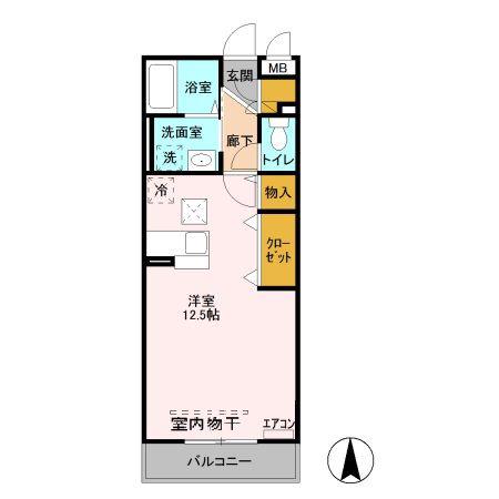 エスペランサ(ワンルーム/1階)の間取り写真