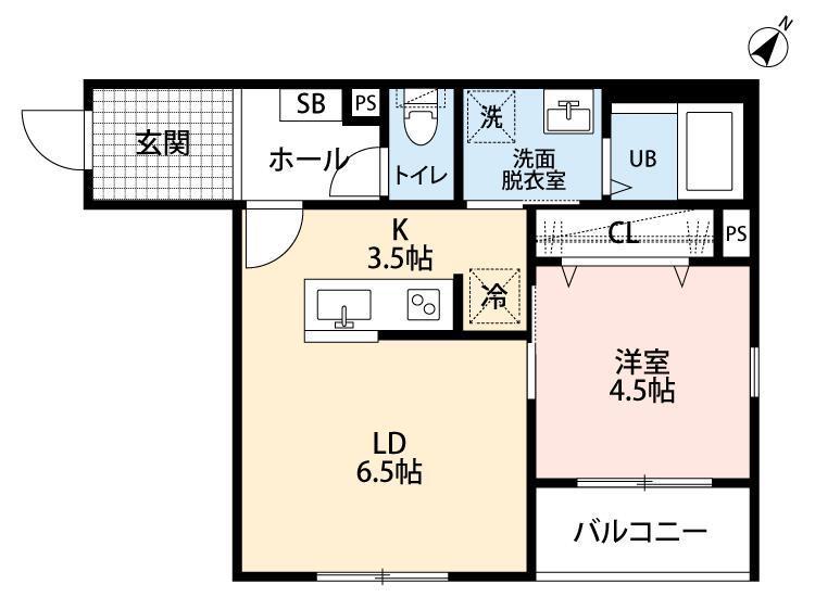 リーブルファイン新座大和田2号棟(1LDK/3階)の間取り写真