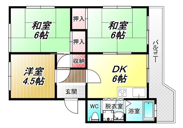 江尻マンション(3DK/4階)の間取り写真