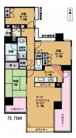 グランドメゾン府中宮町(3LDK/7階)の間取り写真