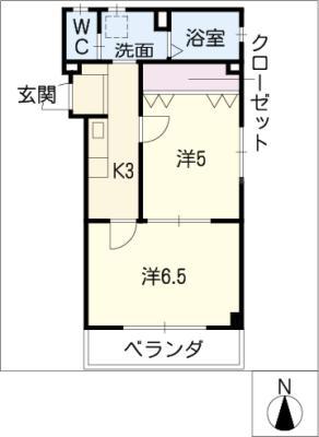 ロベリア熱田(2K/3階)の間取り写真