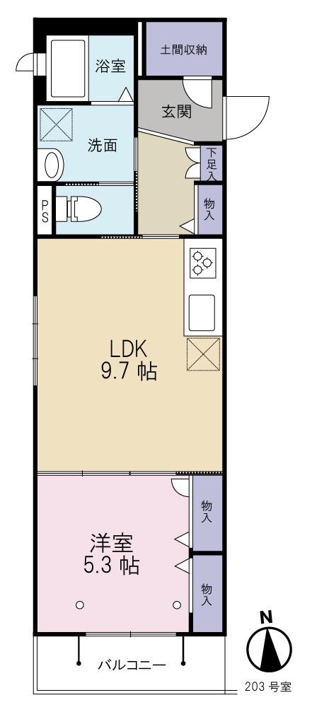 プレミアムコート(1LDK/2階)の間取り写真