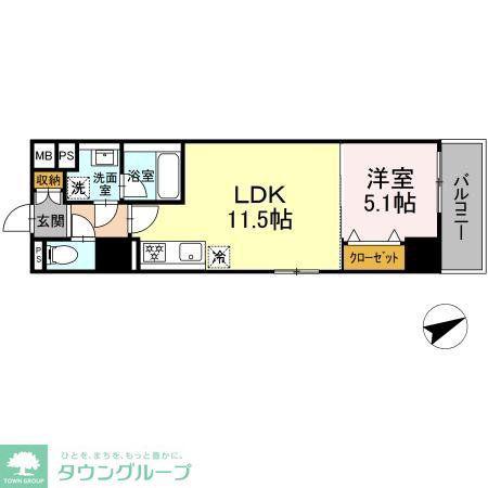 セントラル立川(1LDK/5階)の間取り写真