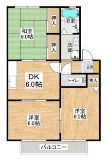 ベルフォーレ2(3DK/1階)の間取り写真